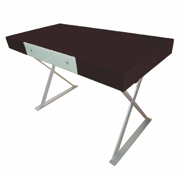 HomeRoots 48" Espresso and Silver Wood Metal Computer Desk - Stylish Workspace with Ample Storage & Stability 554204