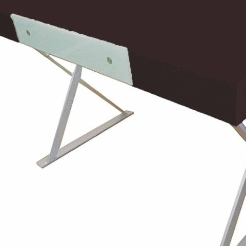 Homeroots 48" Espresso And Silver Computer Desk - Stylish Wood And Metal Design With Hidden Storage Solutions   554204