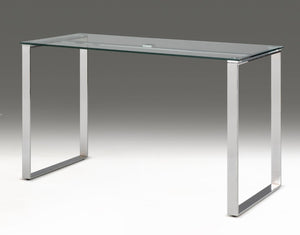 HomeRoots 47" Clear Glass and Silver Metal Computer Desk - Modern, Versatile Workspace for Home & Office Use 554210