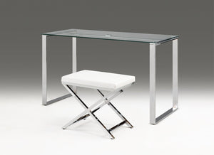 HomeRoots 47" Clear Glass and Silver Metal Computer Desk - Modern, Versatile Workspace for Home & Office Use 554210