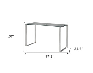 HomeRoots 47" Clear Glass and Silver Metal Computer Desk - Modern, Versatile Workspace for Home & Office Use 554210
