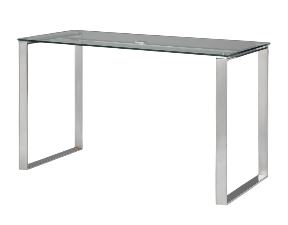 HomeRoots 47" Clear Glass and Silver Metal Computer Desk - Modern, Versatile Workspace for Home & Office Use 554210