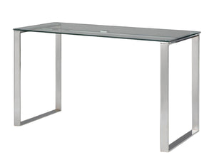 HomeRoots 47" Clear Glass and Silver Metal Computer Desk - Modern, Versatile Workspace for Home & Office Use 554210