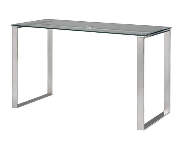 HomeRoots 47" Clear Glass and Silver Metal Computer Desk - Modern, Versatile Workspace for Home & Office Use 554210