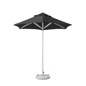 Homeroots 9' Black Polyester Round Market Patio Umbrella  Aluminum 554212