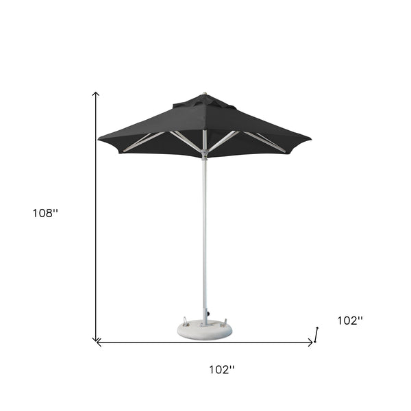 Homeroots 9' Black Polyester Round Market Patio Umbrella  Aluminum 554212