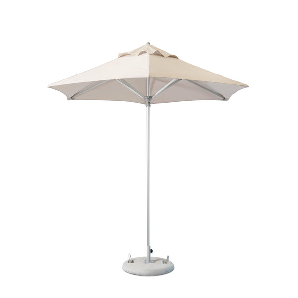 Homeroots 9' Ecru Polyester Round Market Patio Umbrella  Aluminum 554213