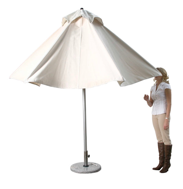 Homeroots 9' Ecru Polyester Round Market Patio Umbrella  Aluminum 554213