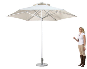 Homeroots 9' Ecru Polyester Round Market Patio Umbrella  Aluminum 554213