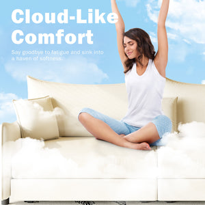 English Elm 81.9" 3-in-1 Convertible Sleeper Sofa Bed with Velvet Upholstery, 3 Pillows & Golden Trim Accent Beige+White W1885S00252