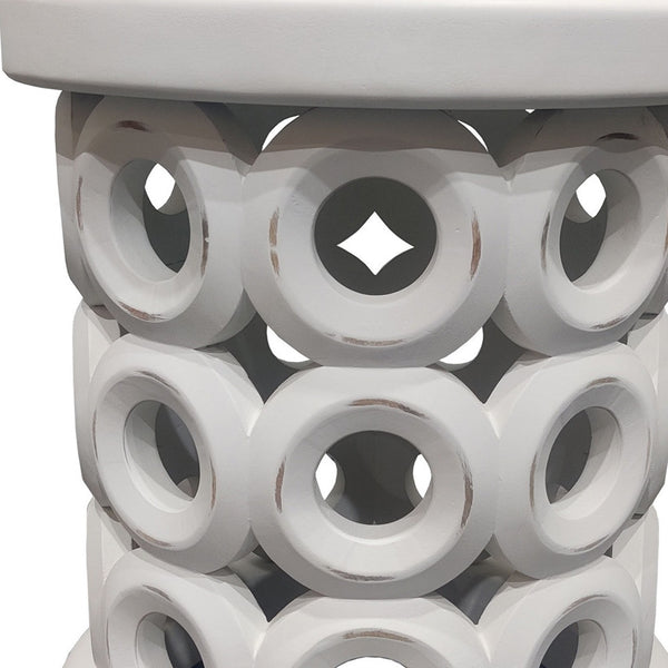 Homeroots 20" White Solid Wood Round End Table   554235