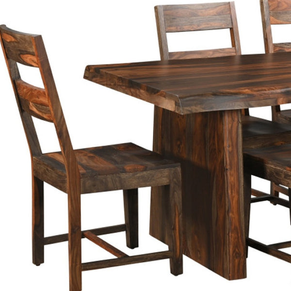 HomeRoots Seven-Piece Solid Wood Dining Set with Comfortable Ladder-Back Chairs for Timeless Gatherings 554236