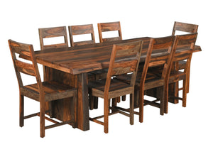 HomeRoots Nine Piece Solid Wood Dining Set - Timeless Brown Table & 8 Comfortable Ladder-Back Chairs 554237