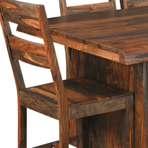 HomeRoots Nine Piece Solid Wood Dining Set - Timeless Brown Table & 8 Comfortable Ladder-Back Chairs 554237
