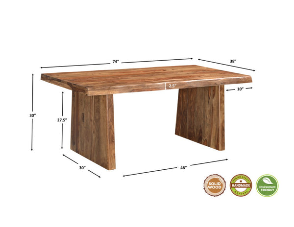 HomeRoots Seven-Piece Solid Wood Dining Set with Elegant Ladder-Back Chairs for Timeless Family Gatherings 554238