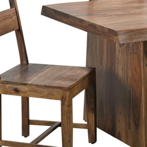 HomeRoots Seven-Piece Solid Wood Dining Set with Elegant Ladder-Back Chairs for Timeless Family Gatherings 554238