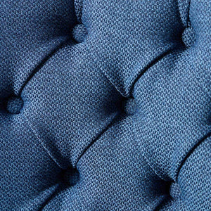 English Elm Nikki Modern Tufted Linen Dining Chair with Solid Wood Frame, High-Rebound Cushion, Nailhead Trim, 300 lb Capacity Blue W1143P233650