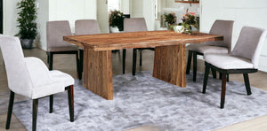 HomeRoots Nine Piece Solid Wood Dining Set with Eight Elegant Ladder-Back Chairs for Timeless Gatherings 554239