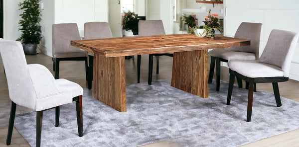 HomeRoots Nine Piece Solid Wood Dining Set with Eight Elegant Ladder-Back Chairs for Timeless Gatherings 554239