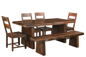 HomeRoots Six-Piece Solid Wood Dining Set with Four Comfortable Chairs - Mid-Century Style, Easy Assembly! 554248