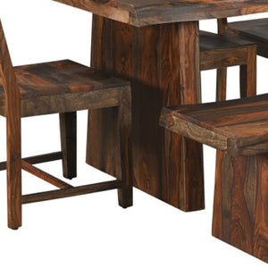 HomeRoots Six-Piece Solid Wood Dining Set with Four Comfortable Chairs - Mid-Century Style, Easy Assembly! 554248