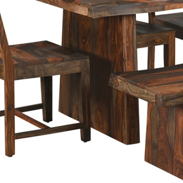 HomeRoots Six-Piece Solid Wood Dining Set with Four Comfortable Chairs - Mid-Century Style, Easy Assembly! 554248