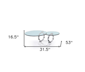 HomeRoots 32" Modern Clear Glass Round Coffee Table with Stylish Silver Metal Base for Contemporary Living Spaces 554266