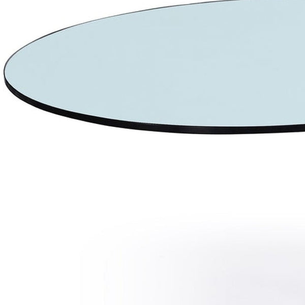 HomeRoots 32" Modern Clear Glass Round Coffee Table with Stylish Silver Metal Base for Contemporary Living Spaces 554266