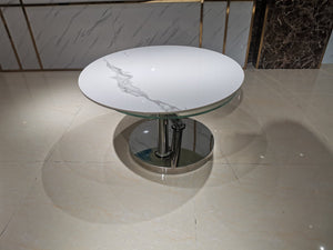 HomeRoots 32" Sleek Clear Glass & Silver Metal Round Coffee Table - Modern Design for Living Rooms & Offices 554267