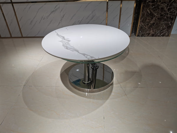 HomeRoots 32" Sleek Clear Glass & Silver Metal Round Coffee Table - Modern Design for Living Rooms & Offices 554267