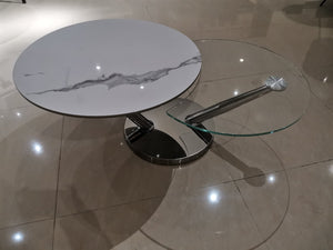 HomeRoots 32" Sleek Clear Glass & Silver Metal Round Coffee Table - Modern Design for Living Rooms & Offices 554267