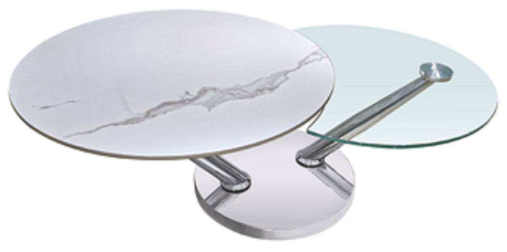 HomeRoots 32" Sleek Clear Glass & Silver Metal Round Coffee Table - Modern Design for Living Rooms & Offices 554267