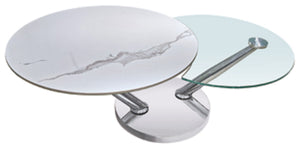 HomeRoots 32" Sleek Clear Glass & Silver Metal Round Coffee Table - Modern Design for Living Rooms & Offices 554267