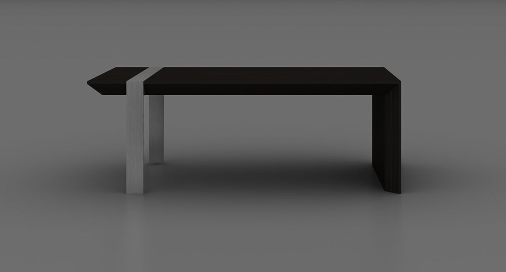 HomeRoots 48" Distressed Sled Coffee Table in Black Wood & Silver Steel – Modern Design for Stylish Spaces 554272