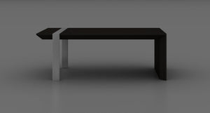 HomeRoots 48" Distressed Sled Coffee Table in Black Wood & Silver Steel – Modern Design for Stylish Spaces 554272