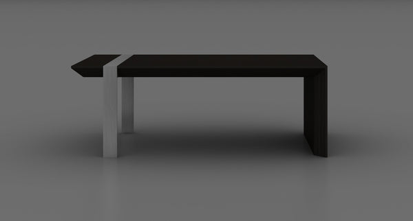 HomeRoots 48" Distressed Sled Coffee Table in Black Wood & Silver Steel – Modern Design for Stylish Spaces 554272