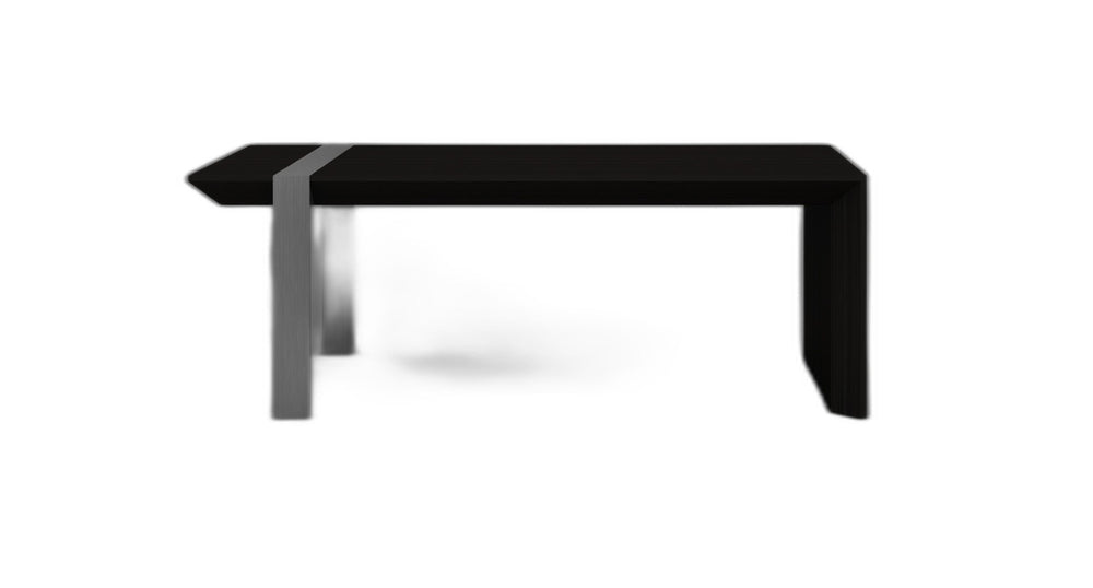 HomeRoots 48" Distressed Sled Coffee Table in Black Wood & Silver Steel – Modern Design for Stylish Spaces 554272