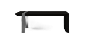HomeRoots 48" Distressed Sled Coffee Table in Black Wood & Silver Steel – Modern Design for Stylish Spaces 554272