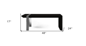 HomeRoots 48" Distressed Sled Coffee Table in Black Wood & Silver Steel – Modern Design for Stylish Spaces 554272