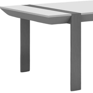 HomeRoots 48" Modern White and Silver Coffee Table – Sculptural Design with Durable Steel Accents for Any Space 554273