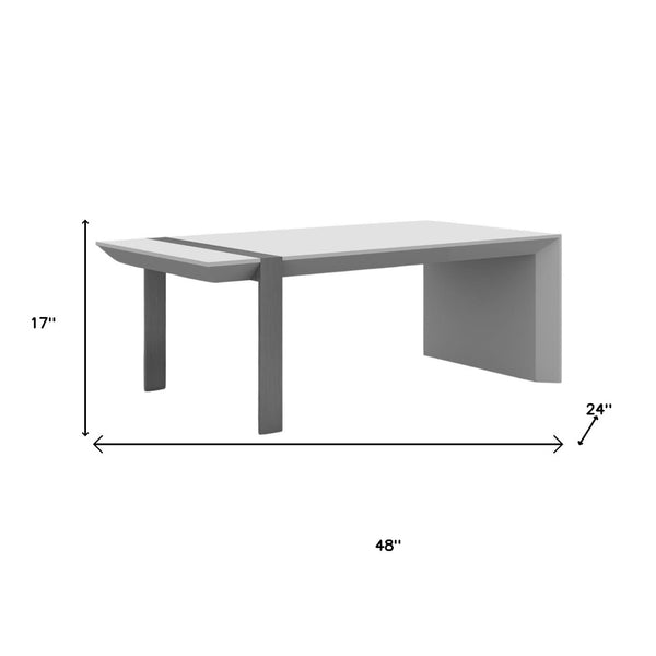 HomeRoots 48" Modern White and Silver Coffee Table – Sculptural Design with Durable Steel Accents for Any Space 554273