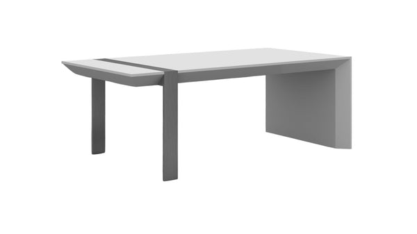 HomeRoots 48" Modern White and Silver Coffee Table – Sculptural Design with Durable Steel Accents for Any Space 554273