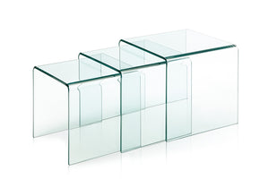 HomeRoots Set of Three Elegant Clear Glass Nesting Coffee Tables for Modern Living Space Design & Style 554276