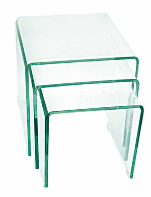 HomeRoots Set of Three Elegant Clear Glass Nesting Coffee Tables for Modern Living Space Design & Style 554276