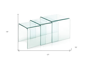 HomeRoots Set of Three Elegant Clear Glass Nesting Coffee Tables for Modern Living Space Design & Style 554276