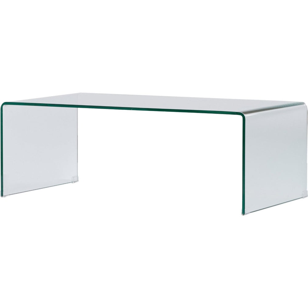 HomeRoots 24" Clear Glass Sled Coffee Table - Contemporary Tempered Glass Design for Modern Living Spaces 554277