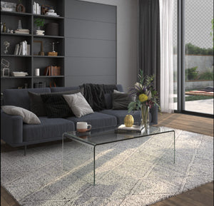 HomeRoots 24" Clear Glass Sled Coffee Table - Contemporary Tempered Glass Design for Modern Living Spaces 554277