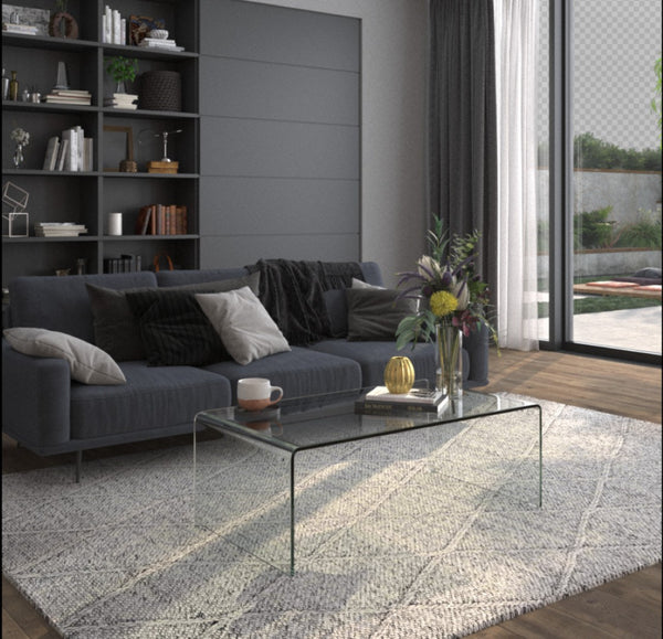HomeRoots 24" Clear Glass Sled Coffee Table - Contemporary Tempered Glass Design for Modern Living Spaces 554277