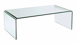 HomeRoots 24" Clear Glass Sled Coffee Table - Contemporary Tempered Glass Design for Modern Living Spaces 554277