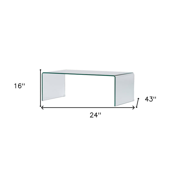 HomeRoots 24" Clear Glass Sled Coffee Table - Contemporary Tempered Glass Design for Modern Living Spaces 554277
